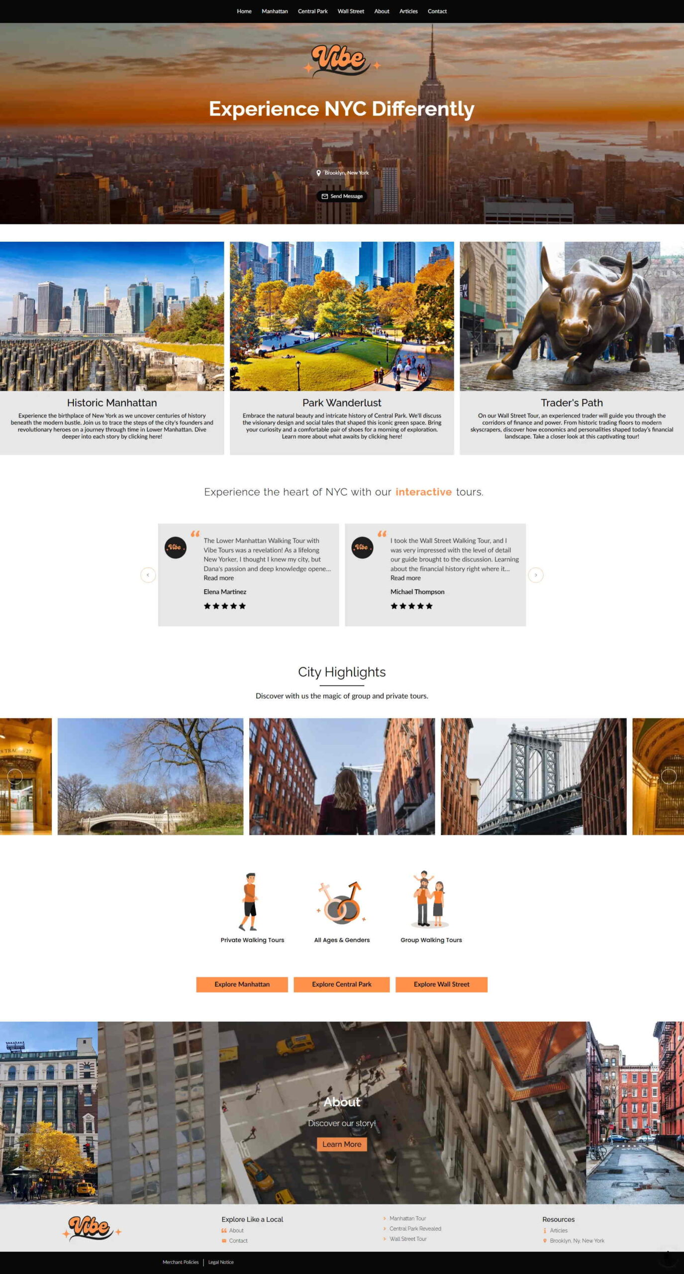 Vibe Tours website